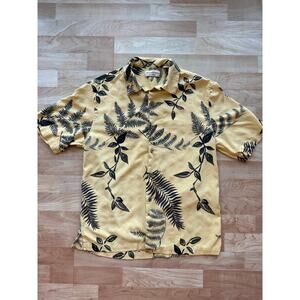 Men’s Caribbean Silk Blend Tropical Yellow Button Up Shirt - Size M